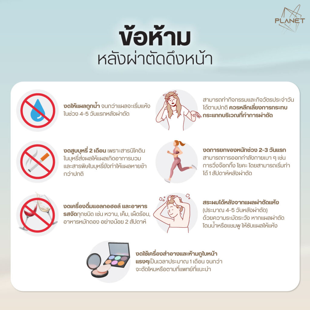 ข้อห้ามหลังผ่าตัดดึงหน้า